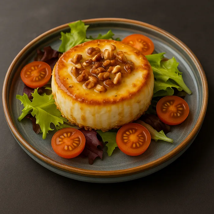 Baked French goat's cheese with honey and walnuts